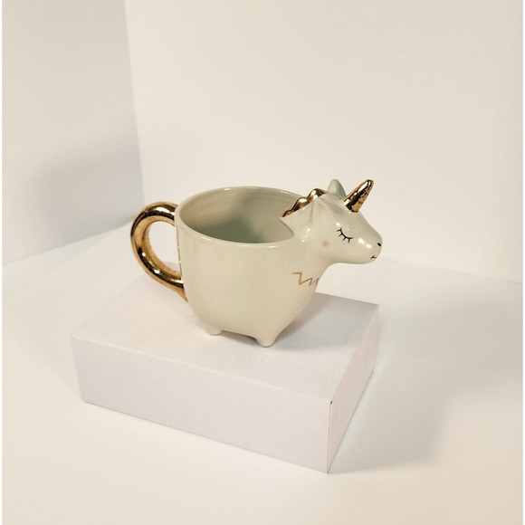 Beautiful Unicorn Mug Cup Gold & Ivory White  (G4) - Picture 9 of 10